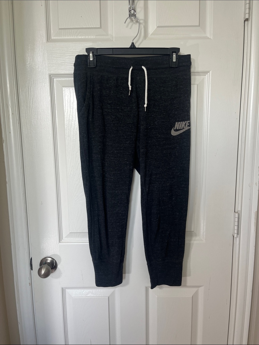 Nike Women’s Gray Jogger Sweatpants with White Drawstring